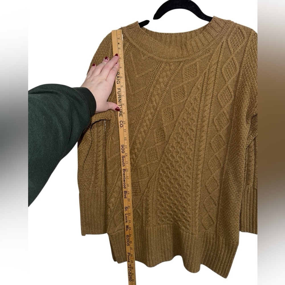 J.Crew Brown Chunky Cable Knit Wool Sweater Small Oversized Cozy - Picture 3 of 8